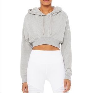 Limited edition ALO yoga ascend cropped hoodie heather gray